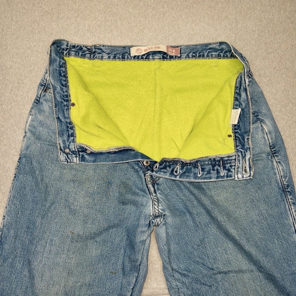 Vtg Gap No 8 Relaxed Fleece Lined Button Fly‎ Jeans Men's Blue Denim 36x30